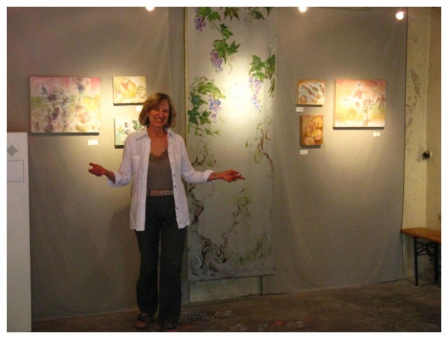 Ann Holsberry Grimm at an exhibition of her paintings in the south of France 2010