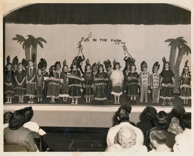 N B Cook Elementary. Not sure of the year, possibly 51 or 52.  Thats Sue Stringfield, first Indian on the left.  Have fun trying to identify all the other Indians.  