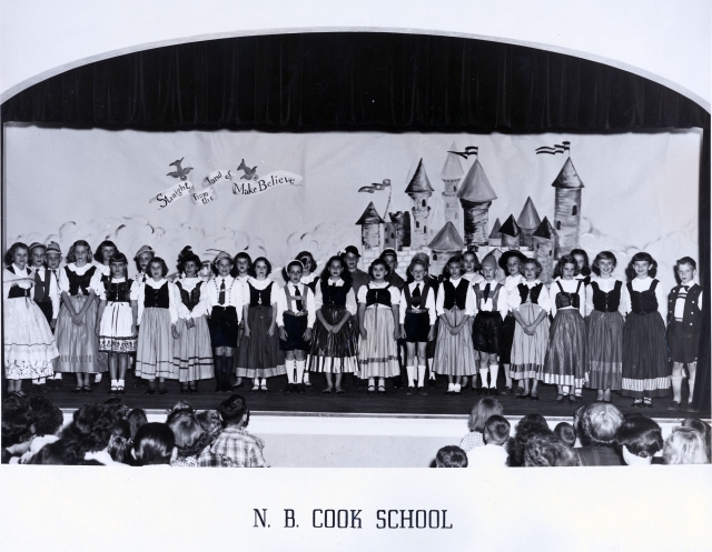 N B Cook Elementary. Possibly 53 or 54.  Sue Stringfield is third in from the right.  Who else can you spot?